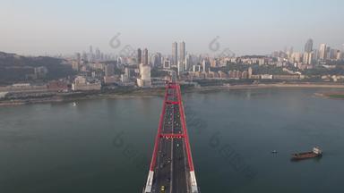 重庆菜园坝大桥交通航拍